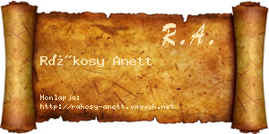 Rákosy Anett névjegykártya